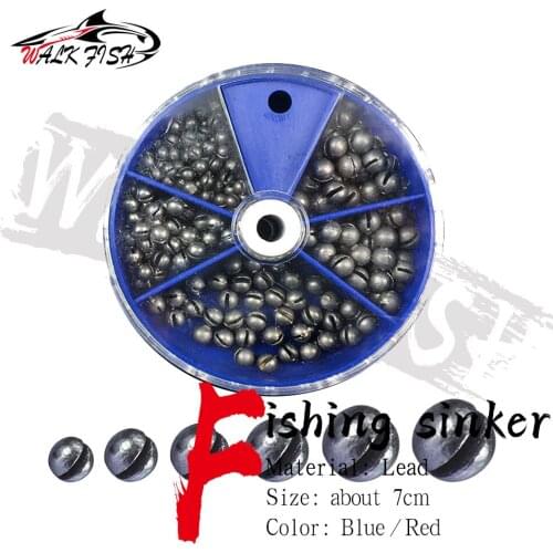 WALK FISH 205/106PCS Open Bite Fishing Sinker Set Round Open Lead Raft Fishing Sinker Lead Sinking Split Shots Fishing Sinkers