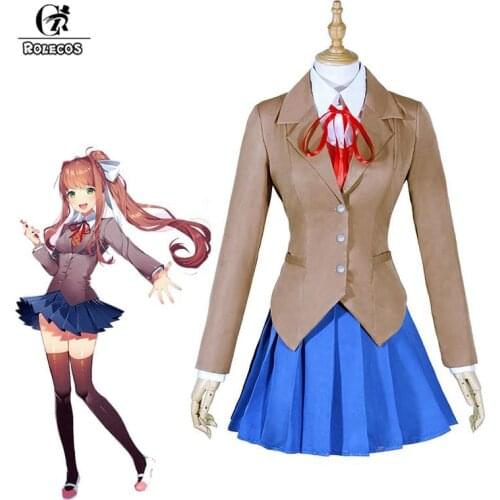 ROLECOS Doki Doki Monika Cosplay Sayori Yuri Natsuki Cosplay Costume School Uniform Girl Women Costume Game Cos