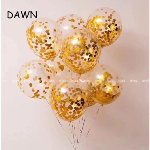 10pcs 12inch Clear Balloons Gold Star Confetti Balloons Latex Balloon For Happy Birthday Baby Shower Party Wedding Decoration