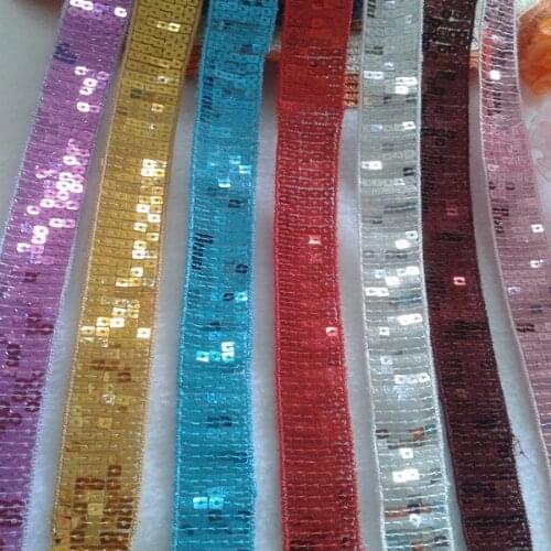 15Y/Lot Multicolor handmade diy clothes curtain sewing accessories lace trim ribbon paillette belt beads lace fabric 2.4cm SM056