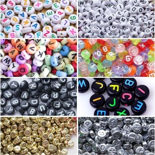1600PCS Plastic Alphabet Letter Loose Beads for Bracelet Necklace Headwear Jewelry Making 7mm Diameter Random Style Color