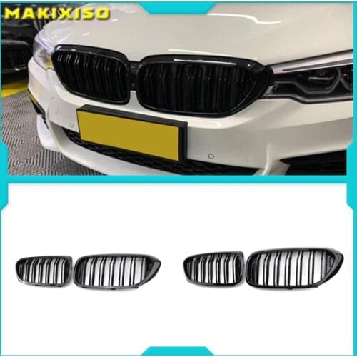 2PCS Car Racing Grill Meteor Diamond Star Style Front Kidney Grille Bumper For BMW 5 Series G30 G31 G38 520i 530i 540i 2018 2019