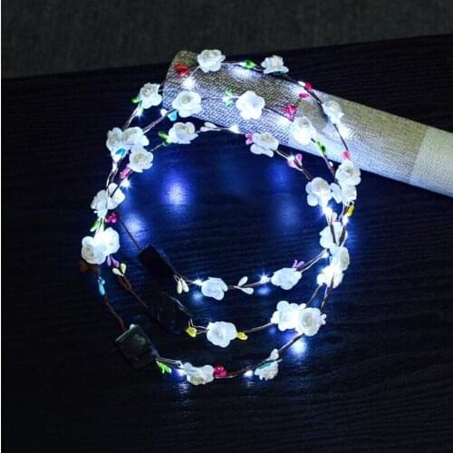 Women Girl LED Glow Flower Headband Garland Flashing Floral Headwear Hair Glow Party wedding birthday