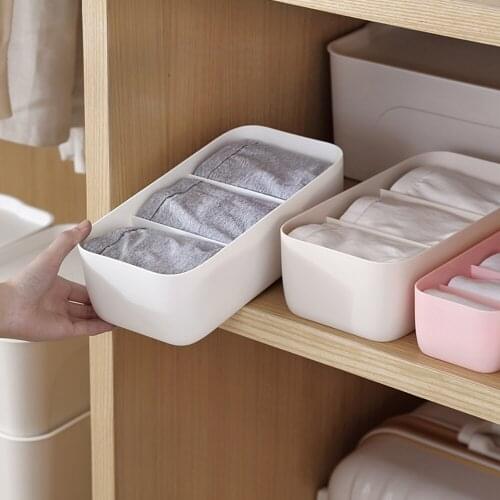 3/5 Grids Home Plastic Underwear Bra Storage Boxes Compartment Wardrobe Closet Drawer Organizer For Ties Scarfs Socks