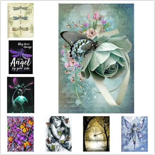 New 5d diamond painting dragonfly wall stickers full square drill mosaic artwork 3d round diamond embroidery craft gift WG789