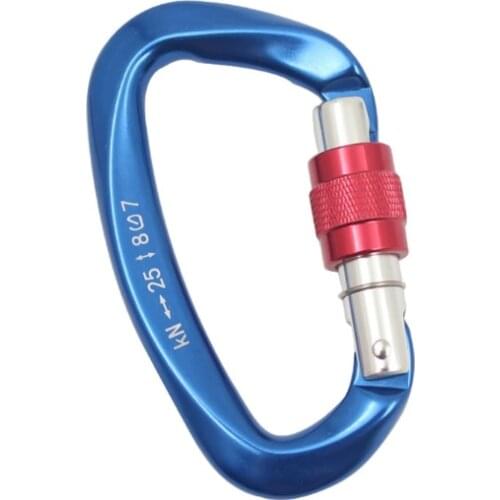 25KN Aluminum Carabiner D-shaped Spring Hook Rock Climbing Hiking Quick Hang Skydiving Fitness Belt Hammock Buckle Safety Hook