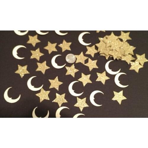 Glitter Moon & Stars Confettis wedding birthday Table decor baby shower Scrapbook Embellishments scatters party decoartions