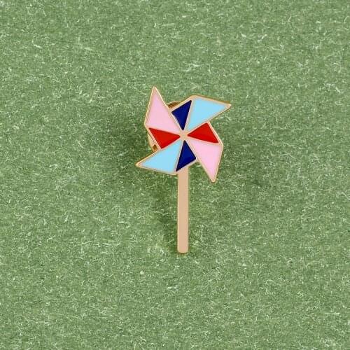 Color Windmill Pins Children Gift Hard Enamel Metal Pins Holiday Party Brooches Badges Denim Clothes Bags Cute Pins Wholesale