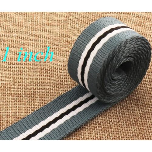 1-5 Yards Blue Striped Cotton Webbing Belt Key Fob Lanyard Bag Purse Leash Supplies woven bag strap Upholstery 25mm Webbing