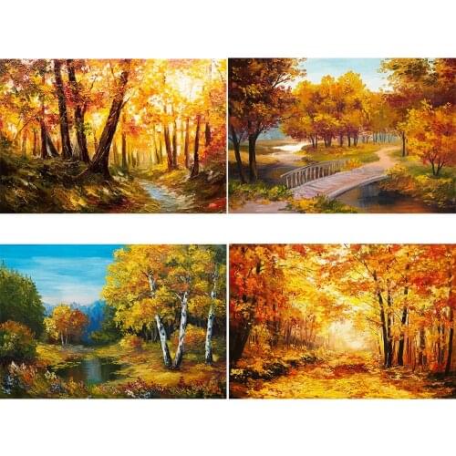 Rustic Oilpainting autumn Background countryside suburb fall Photography Backdrop Decoration Banner studio Portrait Vintage Prop