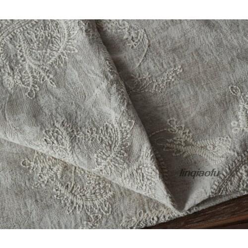 Cotton linen material embroidered Hanfu suit dress fabric High-end linen fabric