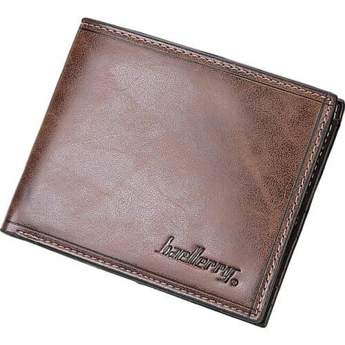 Hot Sale New Design Fashion Mens Leather Wallet Black blue Coffee Quality Card Photo Holder Purse Wallets for Men free Shipping