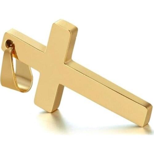 Christian Titanium Steel Single Glossy Cross Necklace Mens Jewelry Pendant Pendant With Chain Steel