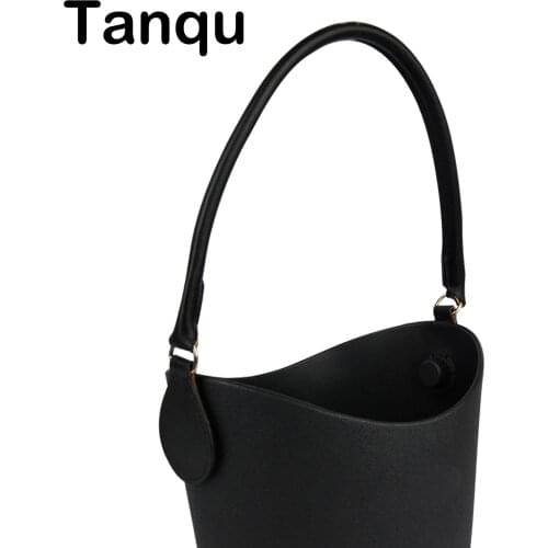 TANQU 1 Piece Concise Round Leather Handle with D Buckle Drops for Classic Mini Obag Basket Bucket City Chic Women Handbag O Bag