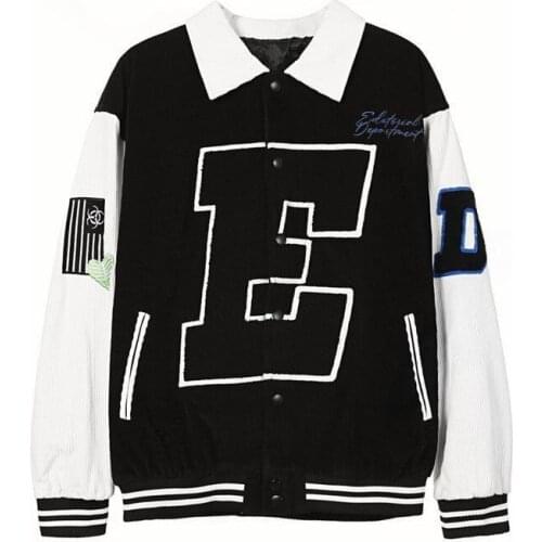 America Bomber Baseball Black Corduroy Basic Jacket Female Men Coat Women Clothing Harajuku Plus Size Streetwear Outerwear Goth