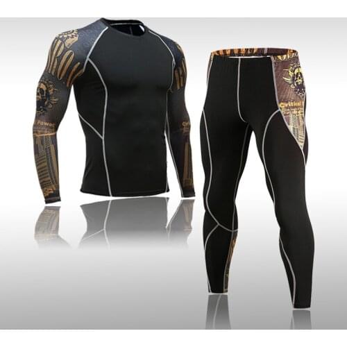 Men Hot Selling Long Johns Winter Thermal Underwear MMA Rashad Kit Compression Shirt Pants Base Layer Warm Mens Tracksuit 4XL