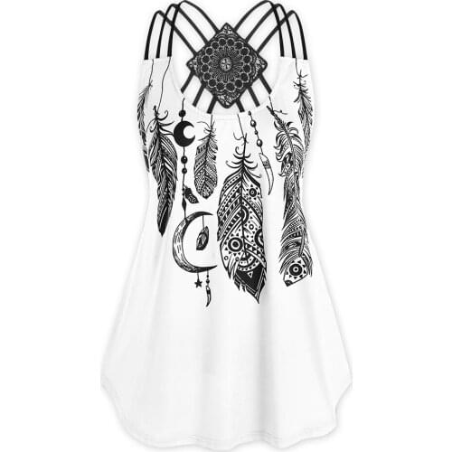 Tank Tops Women 3D Printed Cut Out Back Vest Halloween Gothic Sleeveless Top Workout Gypsy Vest tube tops holiday clothes D30