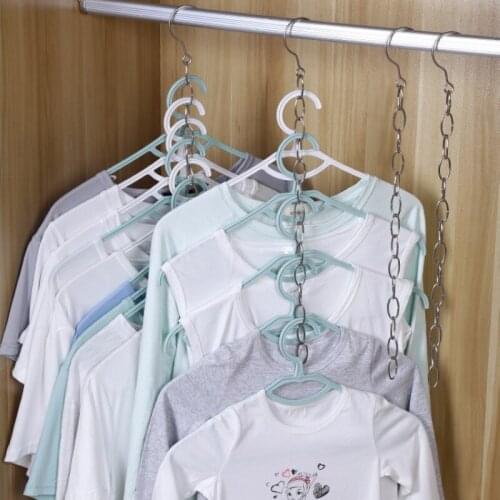 Metal Clothes Market Shop Display 14 Hanging Hole Chain Hooks Hanger Stainless Steel Household Wardrobes Organizer Accessories