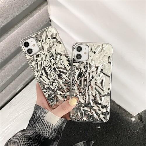 Metallic Case For Apple iPhone 11 12 Pro XS MAX XR X 7 8 Plus Soft Silicone Fashion Premium Youth Tin Foil Style Back Cover