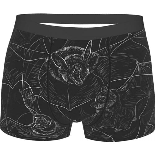Bat Attack Goth 1980s Subculture Rock Romance Underpants Breathbale Panties Mens Underwear Print Shorts Boxer Briefs