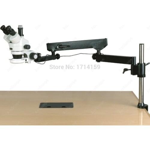 Industrial Inspection-AmScope Supplies 3.5X-90X Trinocular Articulating Arm Pillar Clamp 144-LED Zoom Stereo Microscope