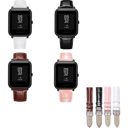 20mm 22mm Leather Watch Band Strap for Huami Amazfit Bip 1S Lite S U Replacement Wristband for GTS2 Mini GTS 2 2E GTR 42mm Neo