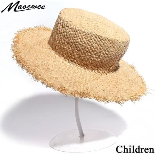 Flat High Sun Hat Summer Spring Children Travel Caps Beach Child Cute Straw Hat Breathable Outdoor UV Protection Kids Sun Caps