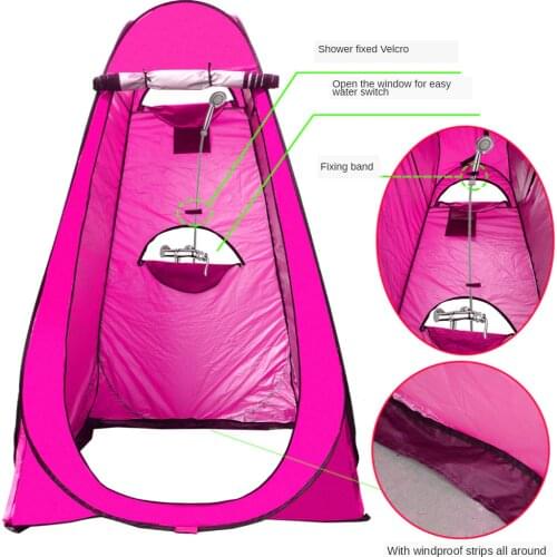 Camping Tent Three Windows Waterproof Silver-Coated Quick Automatic Openning Outdoor Shower Tent Toilet Changeable Mobile Tent