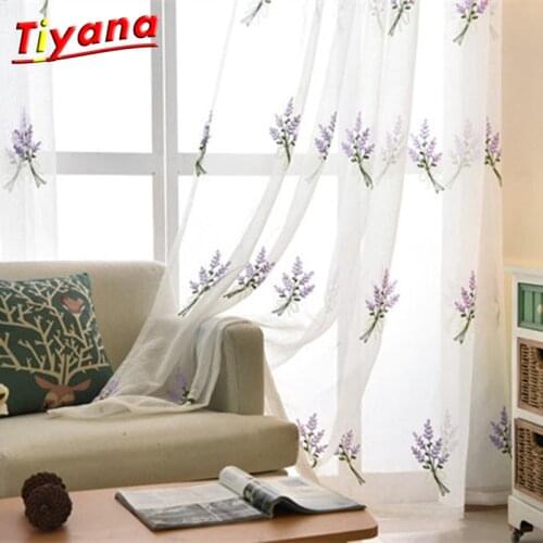 Embroidery Lavend Tulle Curtains for Living Room Red/Purple Embroidery Yarn Curtains Pastoral Window Tulle Treatment X-WP258 *40