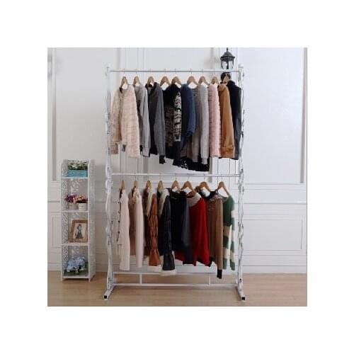 Wrought iron clothes rack, display shelf Indoor hanger assembly island shelf More bold frame double wedding dresses