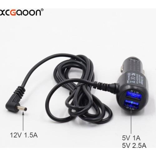 XCGaoon Diameter 3.5mm 12V 1.5A Charging Port With 5V 3.5A Dual USB Car Charger for Car GPS Radar Camera Cable 1.5meter