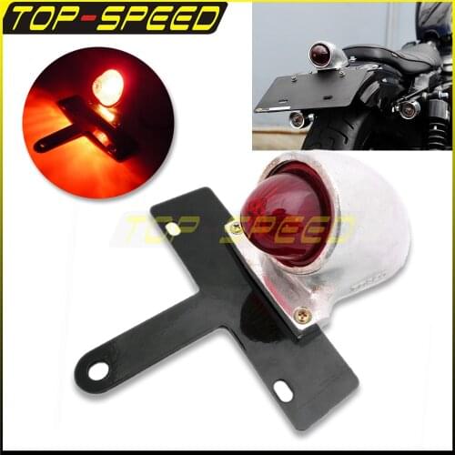Motorcycle 12V Tail Light Chrome Rear Brake Light License Plate For Harley Bobber Chopper and Custom Bikes