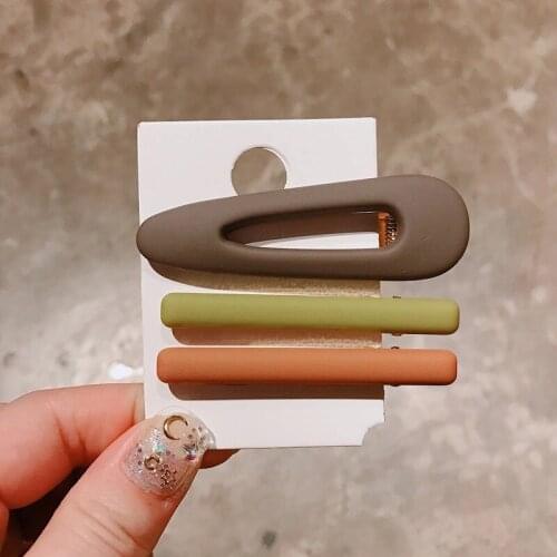 3 Pcs/Set Candy Color Elegant Women Girls Fashion Hair Accessories Hair Clips Frosting Waterdrop Headwear Hairpins MPwel