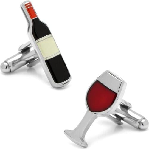 IGame Wine Bottle & Glass Cuff Links Red Color Quality Brass Material Novelty Red Wine Design Free Shipping