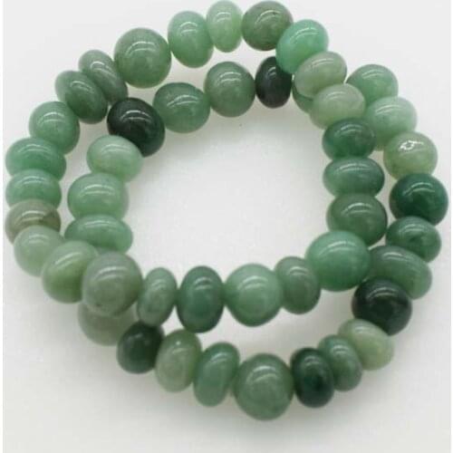 Green jade baroque 10-13mm bracelet 7.5inch FPPJ wholesale beads nature