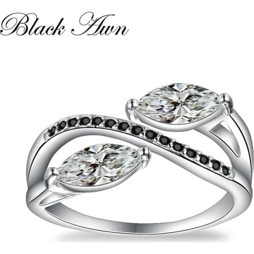 BLACK AWN 2021 New Genuine 100% Sterling 925 Silver Jewelry Square Engagement Rings for Women Gift C368