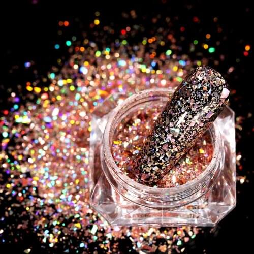 1 Box Holographics Nail Sequins Laser Sparkly Nail Glitter Powder DIY Polish Paillette Sparkles Manicuring Nail Art Decoration