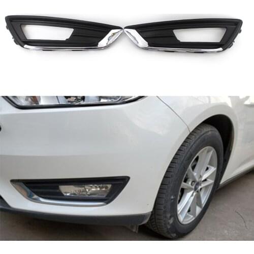 2pcs Car Fog Lights Lamp Covers For Ford Focus 2015 2016 2017 Front Bumper Light Grill Chrome Black ABS Plastic