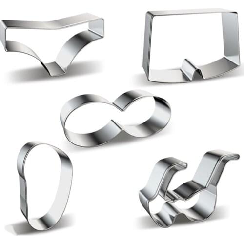 5pcs Beach Cookie Cutters Set Stainless Steel Sunglasses Slippers Shaped Biscuit Fondant Molds for DIY Homemade Baking Tools