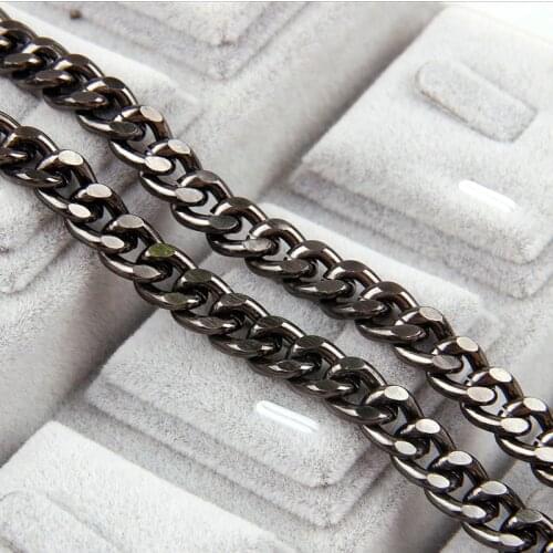 Aluminum Metal Gun Black Flat Byzantine Necklace Twisted Curb Chains Bulk Fit Bracelets Open Link Chain For DIY Jewelry Making