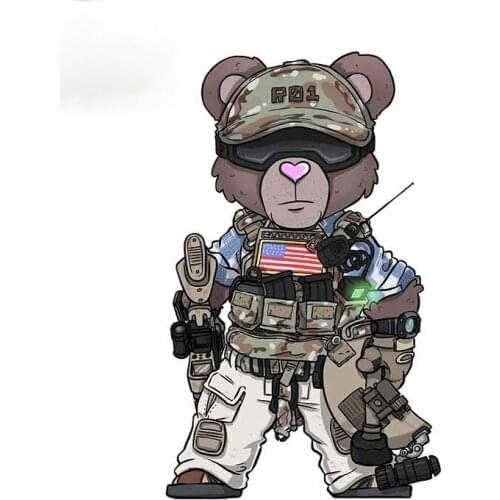 Car Stickers Decor Motorcycle Decals for Bear Soldier Uniform Decal Decorative Accessories Creative Waterproof PVC,13cm X 8cm