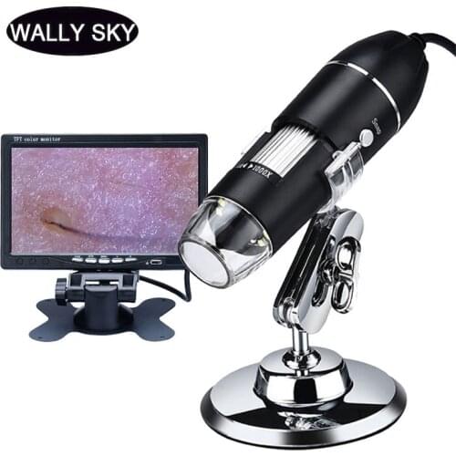 WiFi Digital Microscope Camera 1000X 3 in 1 USB Electronic Microscope 8 LED with Bracket 7'' Display For Phone PC Solding Repair