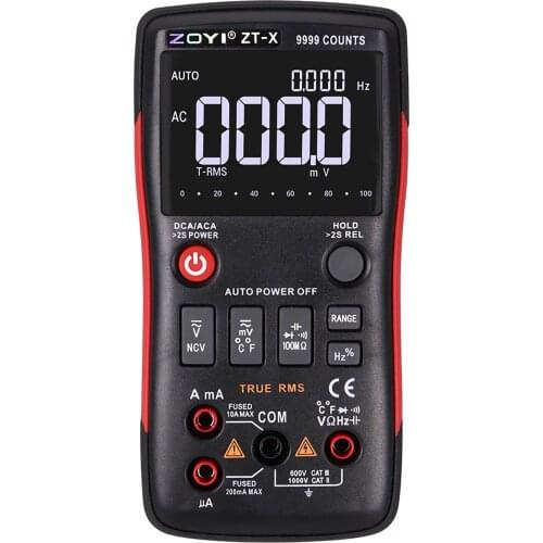 ZOYI ZT-X Digital Multimeter;True RMS Auto range AC DC volt Ampere Ohm meter;Capacitor Frequency Diode NCV test + LCD backlight
