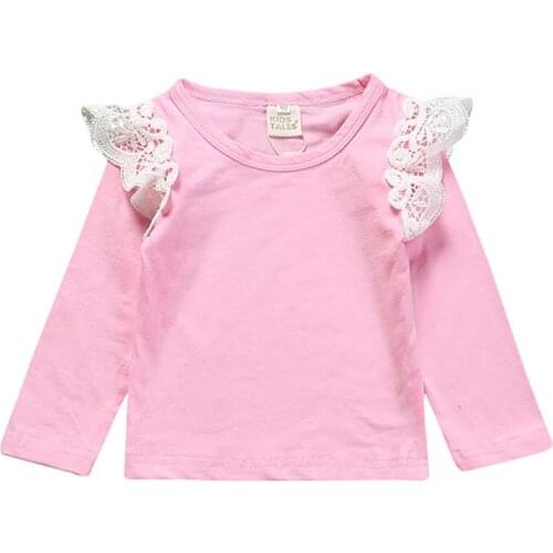 Baby Girl Black and White Stripes Toddler Kids Ruffle Long Sleeve Solid Tops Tee Winter Clothes Solid Color Children T-shirt