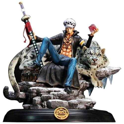 One Pieces GK Action Figure Anime Trafalgar Law Snow Leopard Pvc Model Collection Toy Scene Statue Oversize Desktop Decoration