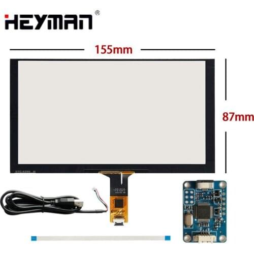 6.2''155mm*88mm Capacitive Touch Digitizer For Raspberry Pi tablet PC GPS navigation Touch screen panel Glass+USB Driver board