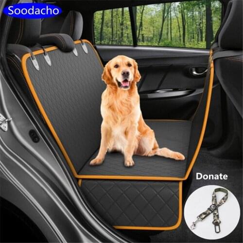 Soodacho Dog Car Seat Cover Mat Waterproof Pet Pocket Carrier Backseat Protector Mats Dog Car Seat Hammock For Dog in the Car