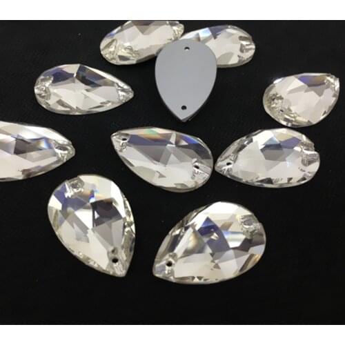 Flatback Teardrop Sew On Stones Crystal Clear 2holes 7x12mm,10.5x18mm,13x22mm,16x25mm,17x28mm,22x38mm Drop Sewing Glass Crystal