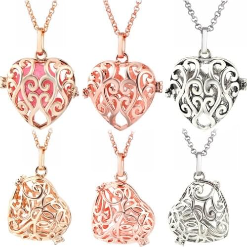 Mexican Style Aromatherapy Cage Heart Necklace Hollow Locket Vintage Jewelry Music Ball Pregnancy Pendant Summer Fashion Jewelry