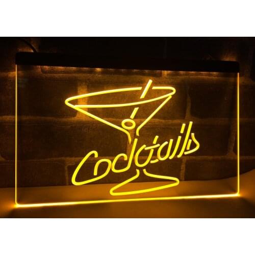 LB522- Cocktails Rum Wine Lounge Bar Pub LED Neon Light Sign home decor crafts